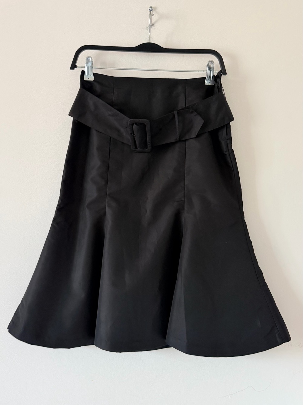 Black Flared Belted Women's Skirt
